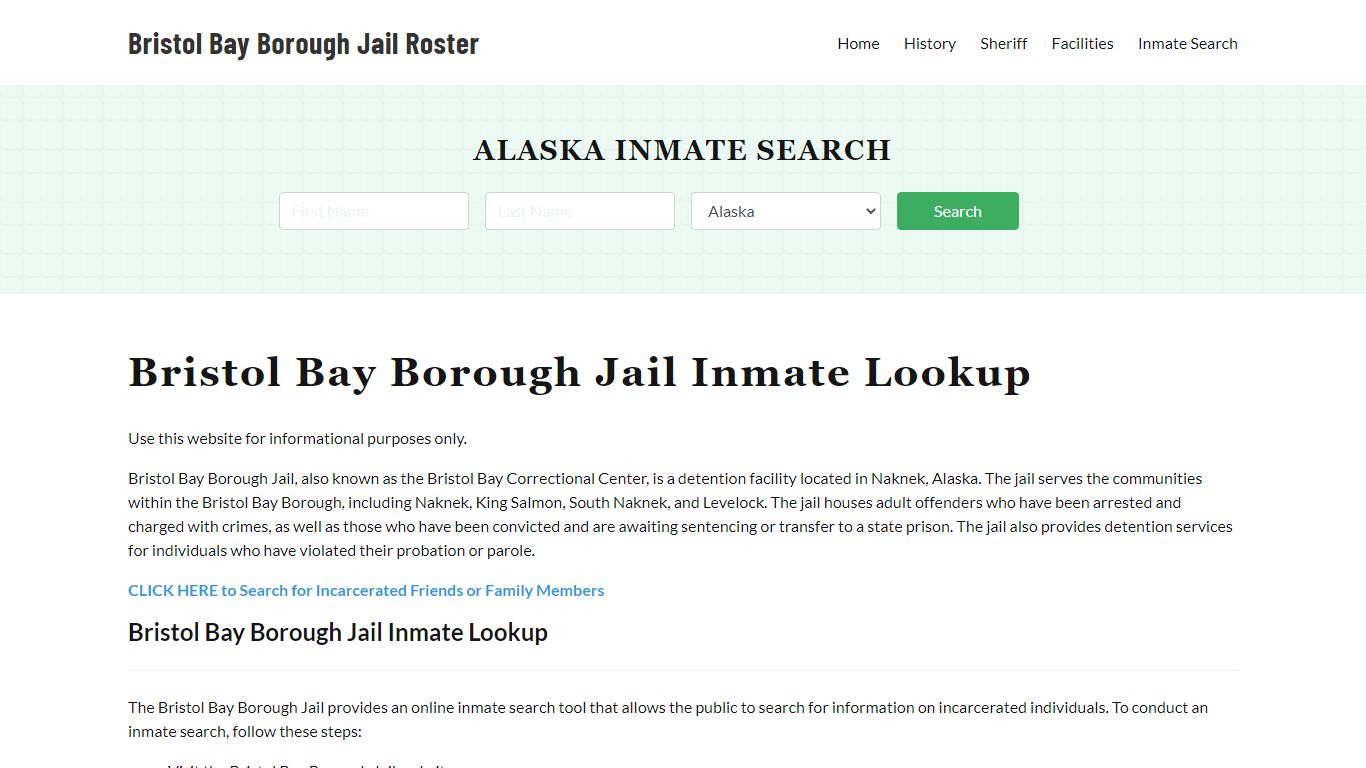 Bristol Bay Borough Jail Roster Lookup, AK, Inmate Search