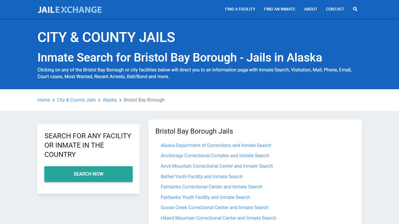 Inmate Search for Bristol Bay Borough - Jails in Alaska - Jail Exchange